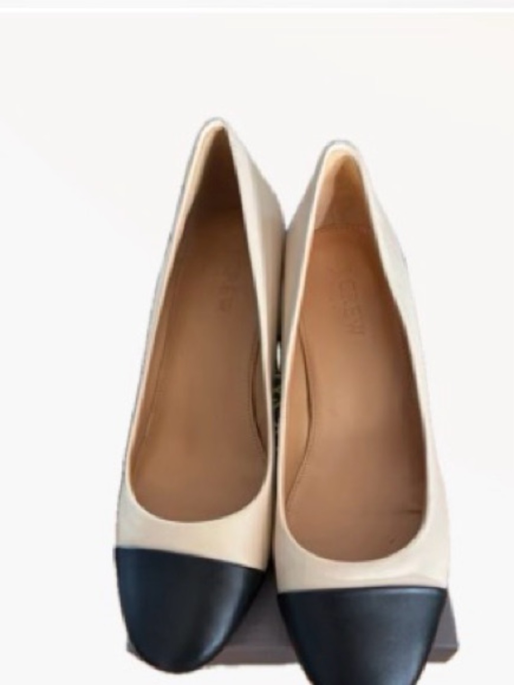 J. Crew Two-Tone Cap-Toe Ballet Flats in Cream and Black